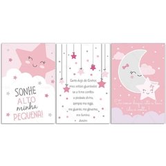 ESTRELINHAS E LUA PLACAS DECORATIVAS MENINA