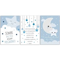 ESTRELINHAS E LUA PLACAS DECORATIVAS MENINO