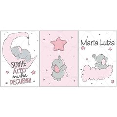 ELEFANTINHA NUVEM PLACAS DECORATIVAS MENINA - Mamãe Decoradora - Quadros, Placas e Adesivos.