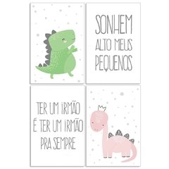 DINOSSAUROS IRMÃOS PLACAS DECORATIVAS MENINO E MENINA