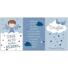 KIT PLACAS DECORATIVAS INFANTIL QUARTO BEBÊ MENINO ORAÇÃO ANJO SONHE ALTO - comprar online