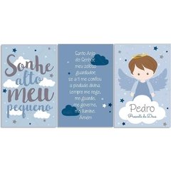 KIT PLACAS DECORATIVA ORAÇÃO ANJO INFANTIL QUARTO MENINO SONHE ALTO - comprar online