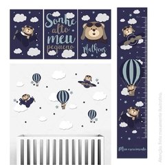 KIT URSO AVIADOR: PLACAS + RÉGUA + ADESIVOS DECORATIVOS - comprar online