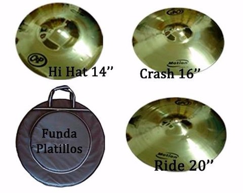 Set Platillos Cyp Hi Hat 14 + Crash 16 + Ride 20 + Funda Lpd