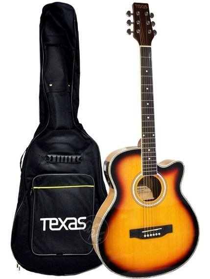 Guitarra Electroacustica Texas Ag10-lc5-nat Con Funda - comprar online