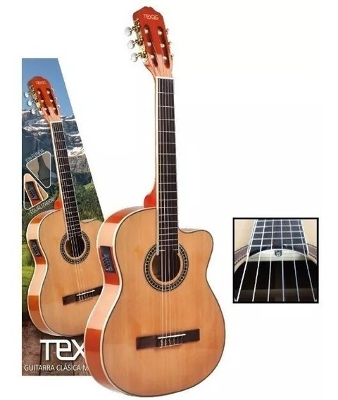 Guitarra Clasica electrocriolla Electroclasica Texas Cg30-7545 Con Funda
