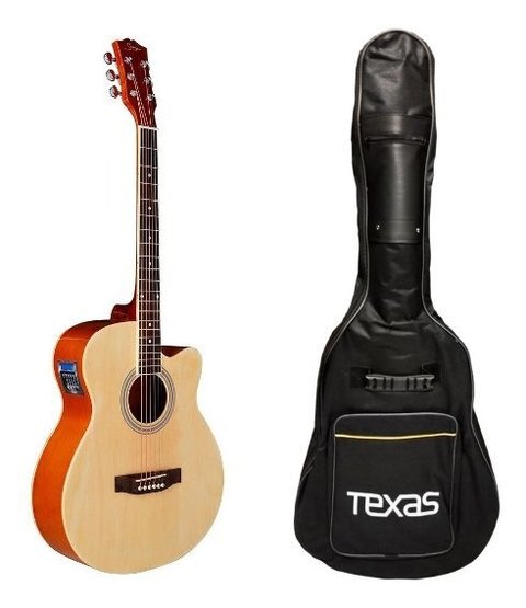 Guitarra Electroacustica Texas Ag10-lc5-nat Con Funda
