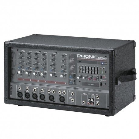 Consola Potenciada Phonic Power620plus 200w 6 Canales Powered Mixer With Dfx