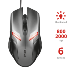 Mouse Trust Ziva Gaming Iluminado 6 Botones Gamer - comprar online