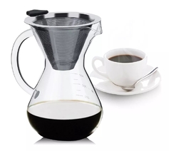 Cafetera De Vidrio y Filtro de Acero Inoxidable de 400Ml