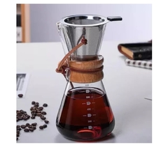 Cafetera Manual de Vidrio con Filtro de Acero Inoxidable de 400ml - tienda online