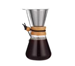 Cafetera Manual de Vidrio con Filtro de Acero Inoxidable de 400ml - comprar online