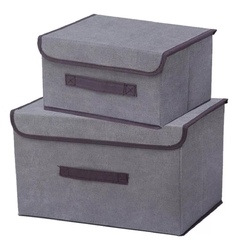 Caja Organizadora De Tela Rígida Con Tapa Refuerzo 26x20x17