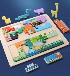 Juego Didáctico Encastre Animales Transporte Rompecabezas 3d - comprar online