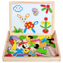 Pizarra Magnética Doble Dibujar Con Figuras Madera Infantil - comprar online