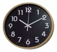 Reloj De Pared Fondo Negro Marco Madera