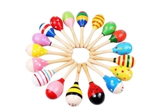 Sonajero Maraca Chica De Madera Infantil Estimulación y aprendizaje