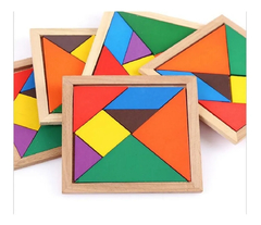 Tangram De Madera Rompecabezas 7 Piezas Didáctico Geometria