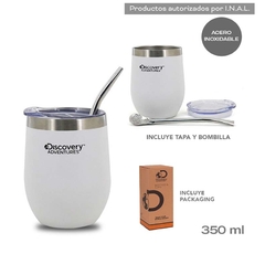 Vaso Mate Discovery Adventures Blanco Con Bombilla Incluida - comprar online