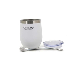 Vaso Mate Discovery Adventures Blanco Con Bombilla Incluida