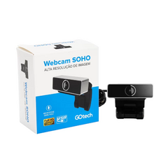 Imagem do Webcam Go Tech com Microfone Soho HD 1080P Resolução 1920x1080 / 1280x720 / 640x360 Ângulo da lente 60°, cabo 130cm