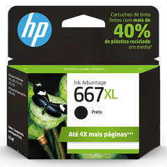 Cartucho HP 667XL Preto Original (3YM81AB) Para HP Deskjet 2376, 2774, 2776, 6476 CX 1 UN