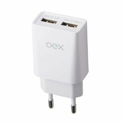 Kit 3 em 1 Oex Lightning - Carregador Veicular, 2 USB + Cabo Lightning + Carregador de Tomada, 2 USB, Branco - KV101 na internet