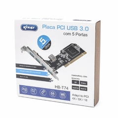PLACA PCI USB 2.0 COM 5 PORTAS HB-T74 - KNUP