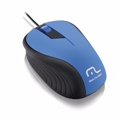 Mouse Multilaser Emborrachado Azul E Preto Com Fio Usb - MO226