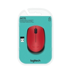 Mouse sem fio Logitech M170 com Design Ambidestro Compacto, Conexão USB e Pilha Inclusa, Vermelho - 910-004941