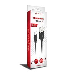 Cabo USB-USB C 1Metro 3A CB-C10BK C3Tech Recarregue mais rapido seus dispositivos eletronicos em 3 amperes.