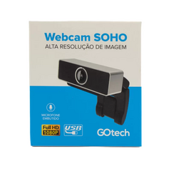 Webcam Go Tech com Microfone Soho HD 1080P Resolução 1920x1080 / 1280x720 / 640x360 Ângulo da lente 60°, cabo 130cm - loja online