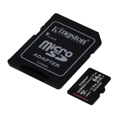 Cartão Memória Micro Sd Kingston 64gb MicroSd 100Mbs e Adaptador Modelo: Canvas Select Plus - comprar online