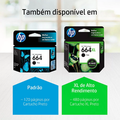 Cartucho HP 664XL preto Original (F6V31AB) Para HP DeskJet Ink Advantage 4535, 4675, 3835, 1115, 2135, 3635, 2675, 3775, - comprar online