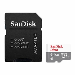 Cartao de Memoria Sandisk Ultra, 64GB, Classe 10 Micro SDXC + Adaptador, SDSQUNR-064G-GN3MA