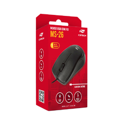 Mouse USB MS-26BK Preto C3Tech , Comprimento de Cabo: 2mt , DPI Máximo: 1000