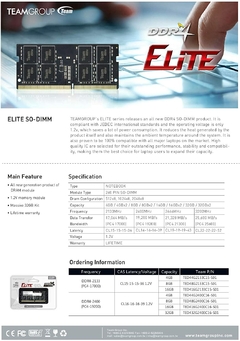 MEMORIA RAM DDR3L 16GB KIT (2 X 8GB) 1600MHZ PC3-12800 CL11-ECC 1.35V SODIMM 204-PARA NOTEBOOK TEAMGRUP - comprar online