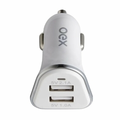 Kit 3 em 1 Oex Lightning - Carregador Veicular, 2 USB + Cabo Lightning + Carregador de Tomada, 2 USB, Branco - KV101 - comprar online
