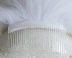Véu de Noiva sticky miçangas + pente branco e marfim 60cm - comprar online