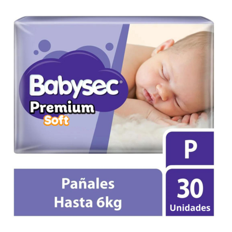 Pañales Babysec Premium Soft P x 30