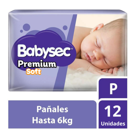 Pañales Babysec Premium Soft P x 12