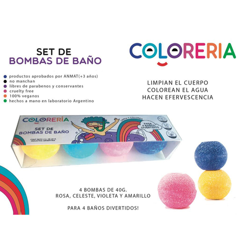 Set mini bombas de baño Coloreria - tienda online