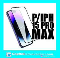 VIDRIO TEMPLADO FULL GLUE P/ IPH 15 PRO MAX 9D CUBRE TODA LA PANTALLA