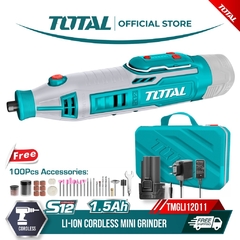 KIT MINI TORNO INALAMBRICO + CAJA CON 67 ACCESORIOS TOTAL TMGLI0801 - comprar online