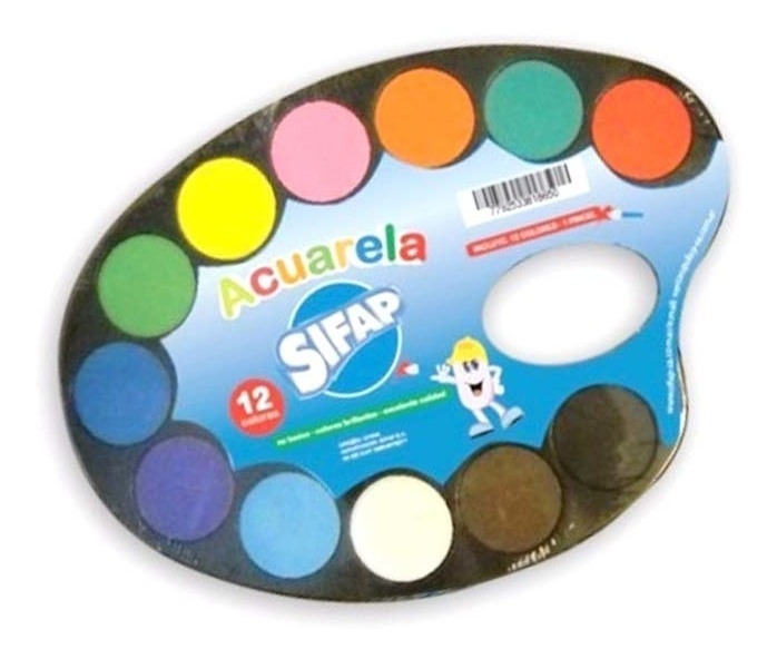 Paleta De Acuarelas X 12 Colores Con Pincel Para Niños