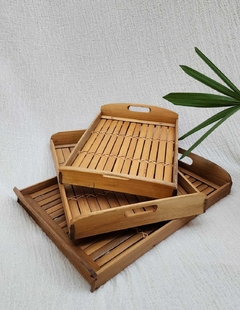 BAM006 - Juegos de tres bandejas de bambu con tapa en internet