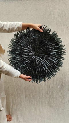 DEL061- Circulo decorativo de plumas NEGRO 65cm