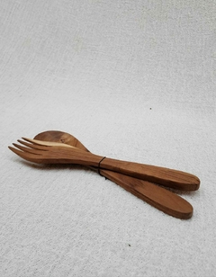 MAT147 Juego de cuchara tenedor de teca 25cm NEW
