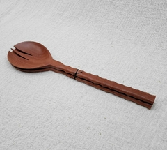 MSW069 - Juego de cuchara tenedor de madera de sawoh mango con curvitas 32x7cm - comprar online