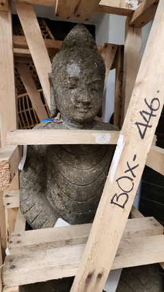 PIE263- Escultura Buda sentado piedra volcanica 70cmh